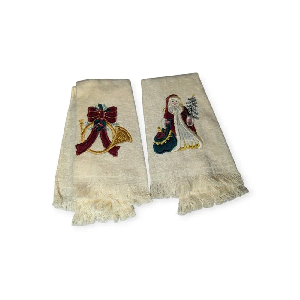Christmas Holiday Themed Towels Set of 5 Embroidered Candy Cane